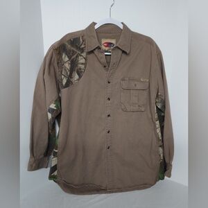 Men's Pro Gear Wrangler & Realtree Camo Tan Heavyweight Hunting LS Shirt Size XL